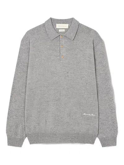 Man On The Boon. Knitted Polo Shirt In Gray