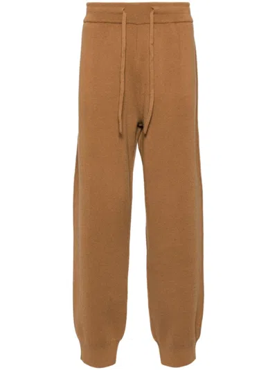 Man On The Boon. Knitted Track Pants In Brown