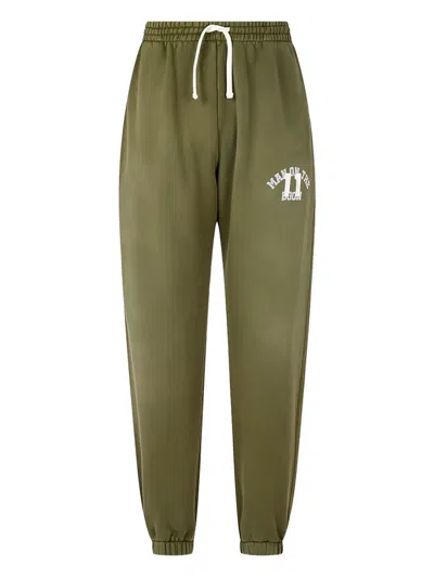 Man On The Boon. Logo- Embroidered Trousers In Green