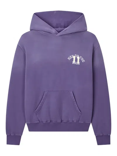 Man On The Boon. Logo-embroidered Hoodie In Purple