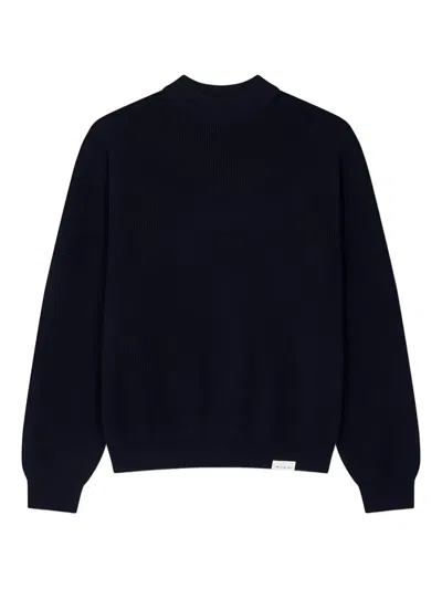 Man On The Boon. Mock-neck Wool Pullover In Blue