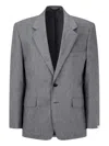 Man On The Boon. Notched-lapel Buttoned Blazer In Gray