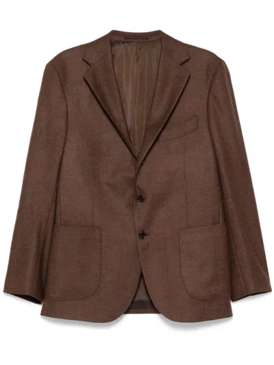 Man On The Boon. Notched Lapel Single-breasted Blazer In Brown