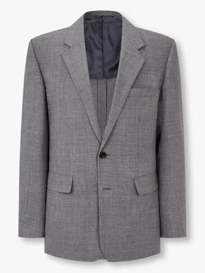 Man On The Boon. Notched-lapels Wool Blazer In Grey