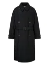 Man On The Boon. Padded Double Trench Coat In Black