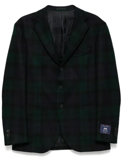 Man On The Boon. Plaid Single-breasted Blazer In Green