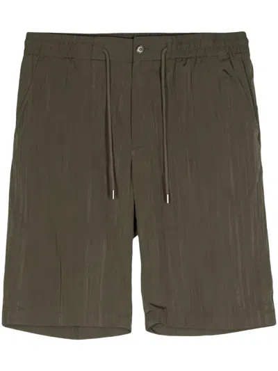 Man On The Boon. Plissé Drawstring Shorts In Green
