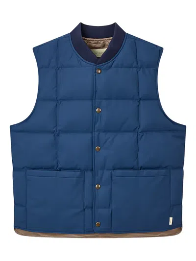 Man On The Boon. Pocket Quilted Gilet In Blue