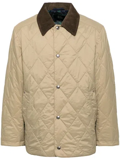 Man On The Boon. Quilted Shirt Jacket In Neutrals