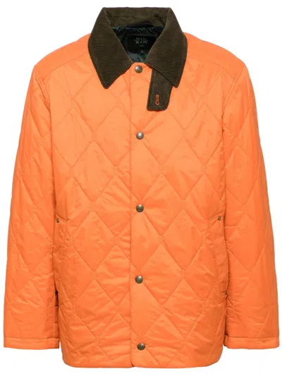 Man On The Boon. Quilted Shirt Jacket In Orange