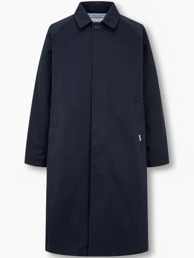 Man On The Boon. Raglan-sleeved Cotton Trench Coat In Blue