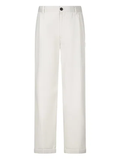 Man On The Boon. Roll-up Hem Chino Trousers In White