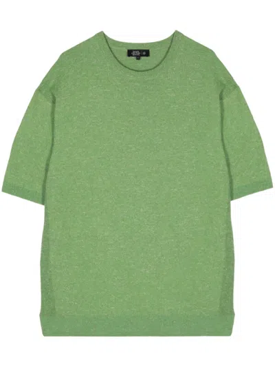 Man On The Boon. Round-neck Linen T-shirt In Green