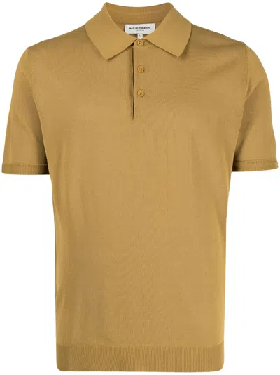 Man On The Boon. Short-sleeve Knitted Polo Shirt In Brown
