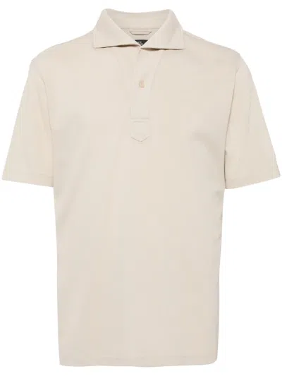 Man On The Boon. Short-sleeve Piqué Polo Shirt In Neutrals