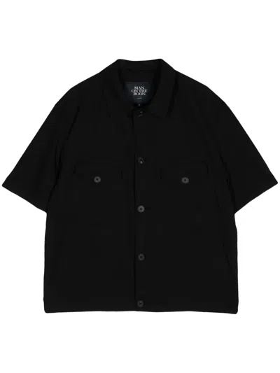 Man On The Boon. Short Sleeved Buttoned Jacket In Black