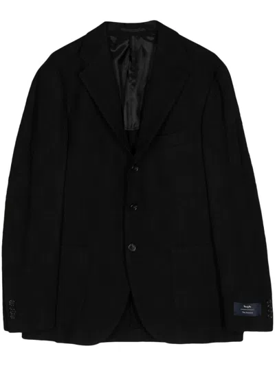Man On The Boon. Single-breasted Checked Jacket In Black