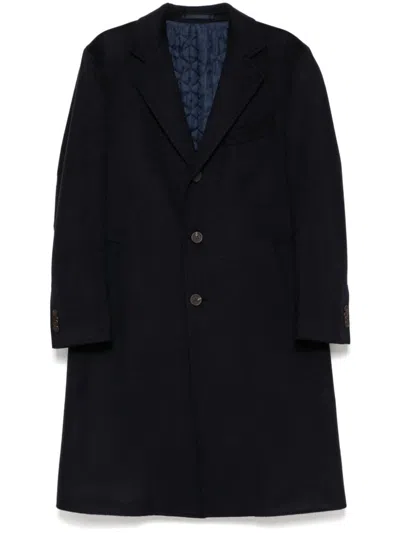 Man On The Boon. Stitched Single-breasted Coat In Blue