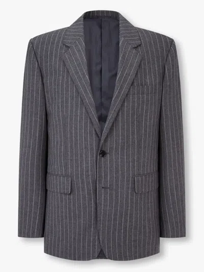 Man On The Boon. Striped Wool Blazer In Grey