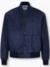 Man On The Boon. Suede Bomber Jacket In Blue