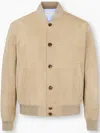 Man On The Boon. Suede Bomber Jacket In Neutrals
