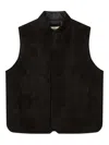 Man On The Boon. Suede Down Gilet In Black