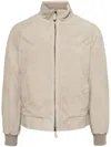Man On The Boon. Suede Zip-up Jacket In Beige