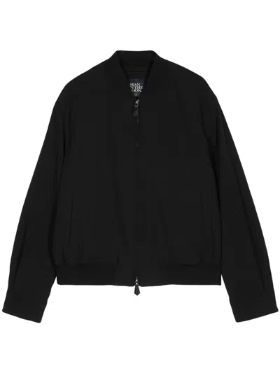 Man On The Boon. Textured Bomber Jacket In Black