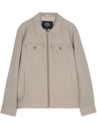 Man On The Boon. Textured Wool Blend Jacket In Brown