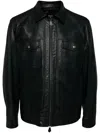 Man On The Boon. Two-way Zip Leather Jacket In Black