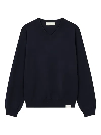 Man On The Boon. V-neck Knit Pullover In Blue