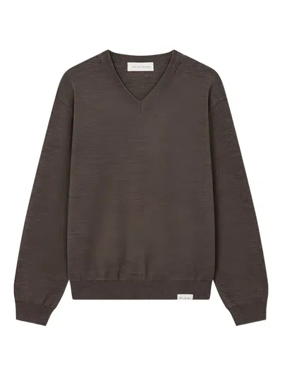 Man On The Boon. V-neck Knit Pullover In Brown