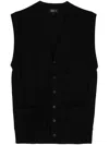 Man On The Boon. V-neck Ribbed-knit Wool Vest In Black