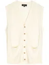 Man On The Boon. V-neck Wool Vest In Neutrals