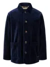 Man On The Boon. Velvet Button-up Jacket In Blue