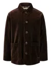 Man On The Boon. Velvet Button-up Overshirt In Brown