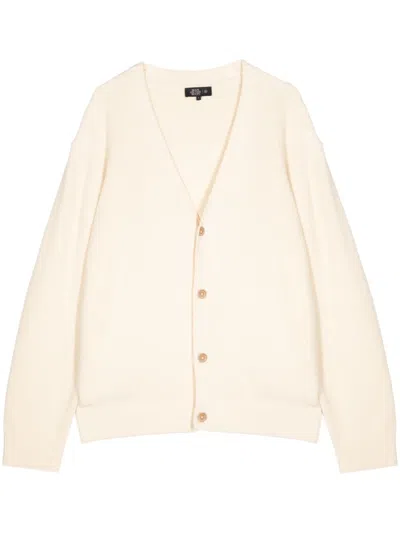 Man On The Boon. Waffle Knit Cotton-blend Cardigan In Neutrals