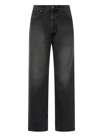 Man On The Boon. Washed Denim Pants In Black