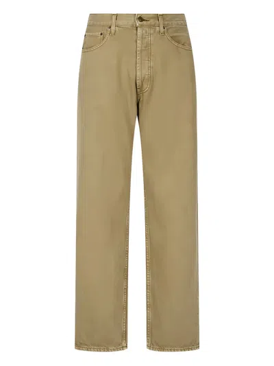 Man On The Boon. Washed Denim Trousers In Animal Print