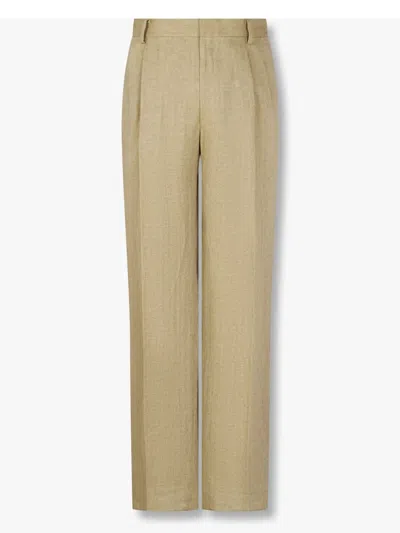 Man On The Boon. Wide-leg Linen Trousers In Neutrals