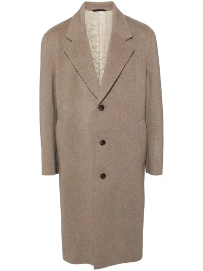 Man On The Boon. Wool-blend Single-breasted Coat In Neutrals