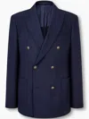 Man On The Boon. Wool Double-breasted Blazer In Blue