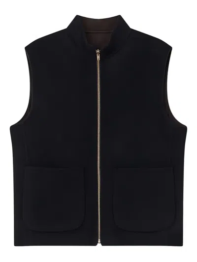 Man On The Boon. Zip-up Gilet In Black