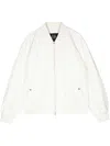 Man On The Boon. Zip-up Varsity Leather Jacket In White