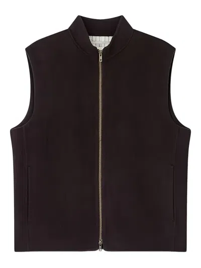 Man On The Boon. Zip-up Vest In Black