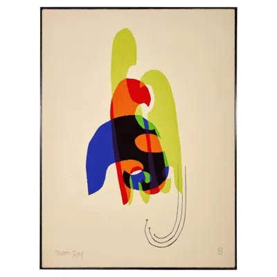 Pre-owned Man Ray "shadows" Original Hand-woven Wool Tapestry In Sand