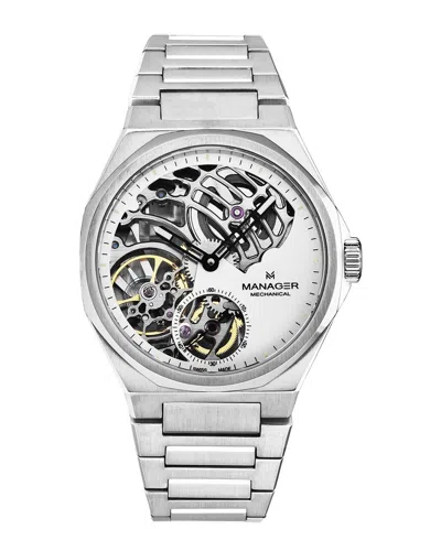 Manager Revolution Hand Wind White Dial Mens Watch Man-rm-04-sm In Black / White