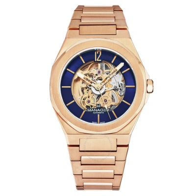 Manager Open Mind Automatic Blue Dial Men's Watch Man-ro-08-rm In Gold