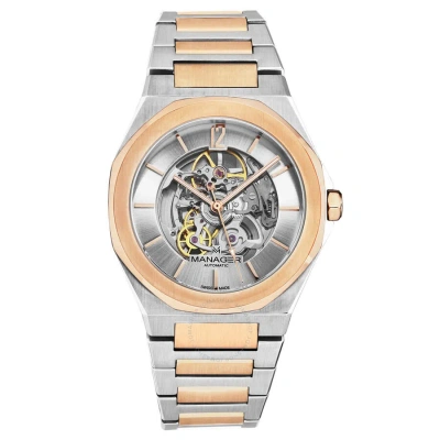 Manager Open Mind Automatic Silver Dial Men's Watch Man-ro-05-bm In Two Tone  / Gold Tone / Rose / Rose Gold Tone / Silver