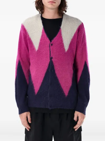 Manastash Aberdine Chevron-patterned Cardigan In Pink